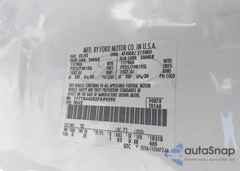 2002 Ford Ranger Xlt z USA, uszkodzony, nr VIN 1FTYR44E82PA99098